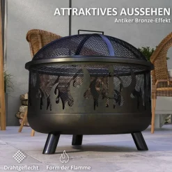 Outsunny Feuerschale schwarz Metall B/H/L: ca. 61x55x61 cm