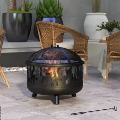 Outsunny Feuerschale schwarz Metall B/H/L: ca. 61x55x61 cm