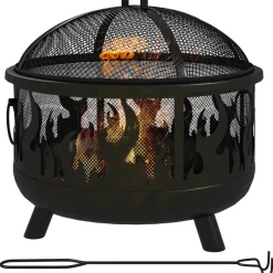 Outsunny Feuerschale schwarz Metall B/H/L: ca. 61x55x61 cm
