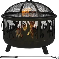 Outsunny Feuerschale schwarz Metall B/H/L: ca. 61x55x61 cm