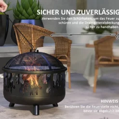 Outsunny Feuerschale schwarz Metall B/H/L: ca. 61x55x61 cm