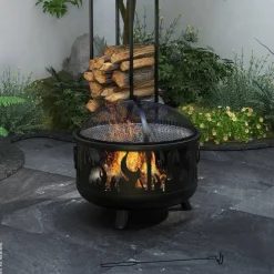 Outsunny Feuerschale schwarz Metall B/H/L: ca. 61x55x61 cm