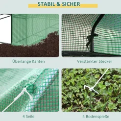 Outsunny Foliengewächshäus mit Regalböden B/H/L: ca. 180x210x244 cm