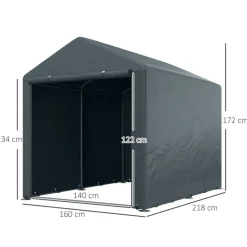 Outsunny Garagenzelt dunkelgrau Polyester B/H/L: ca. 218x172x160 cm