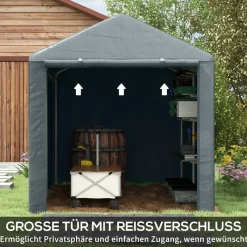Outsunny Garagenzelt dunkelgrau Polyester B/H/L: ca. 218x172x160 cm