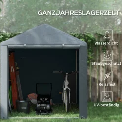 Outsunny Garagenzelt dunkelgrau Polyester B/H/L: ca. 218x172x160 cm