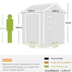 Outsunny Garden Storage Shed grau B/H/L: ca. 181x220x181 cm