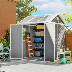 Outsunny Garden Storage Shed grau B/H/L: ca. 181x220x181 cm