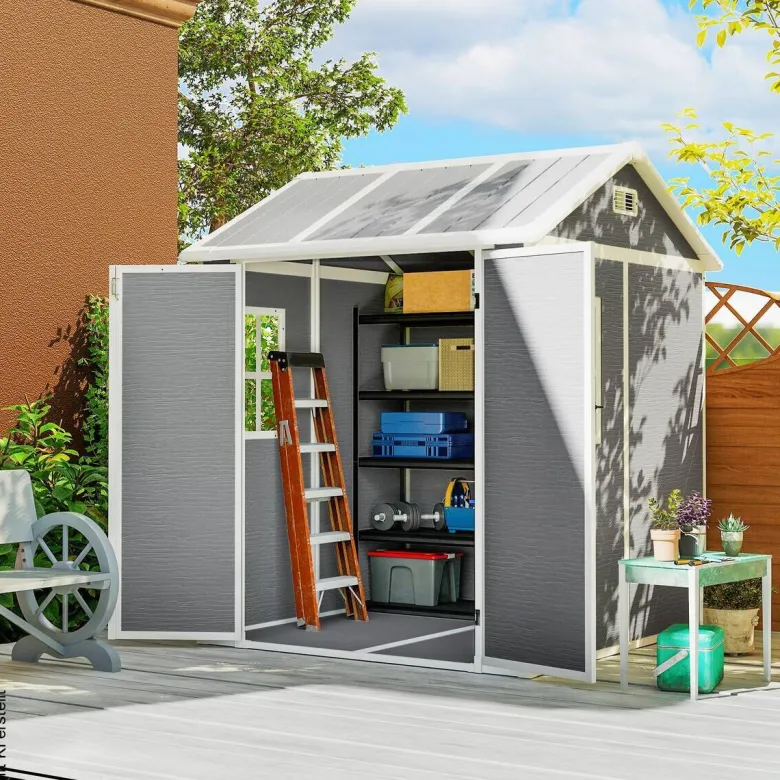Outsunny Garden Storage Shed grau B/H/L: ca. 181x220x181 cm