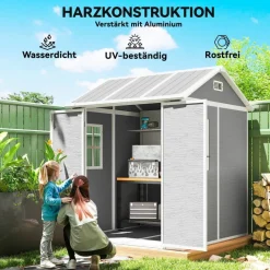 Outsunny Garden Storage Shed grau B/H/L: ca. 181x220x181 cm