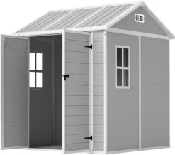 Outsunny Garden Storage Shed grau B/H/L: ca. 181x220x181 cm