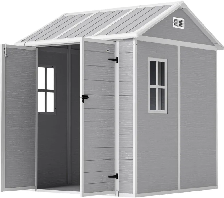 Outsunny Garden Storage Shed grau B/H/L: ca. 181x220x181 cm