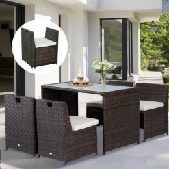 Outsunny Garnitur braun Polyrattan