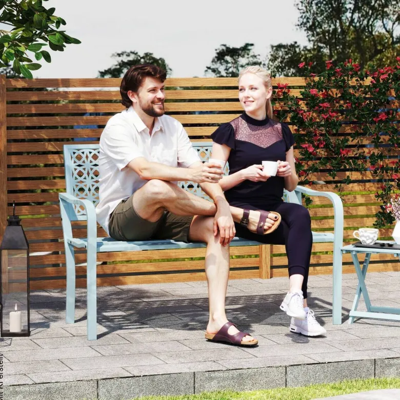 Outsunny Gartenbank blau Stahl B/H/L: ca. 63x85x127 cm