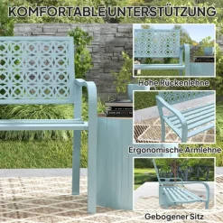 Outsunny Gartenbank blau Stahl B/H/L: ca. 63x85x127 cm