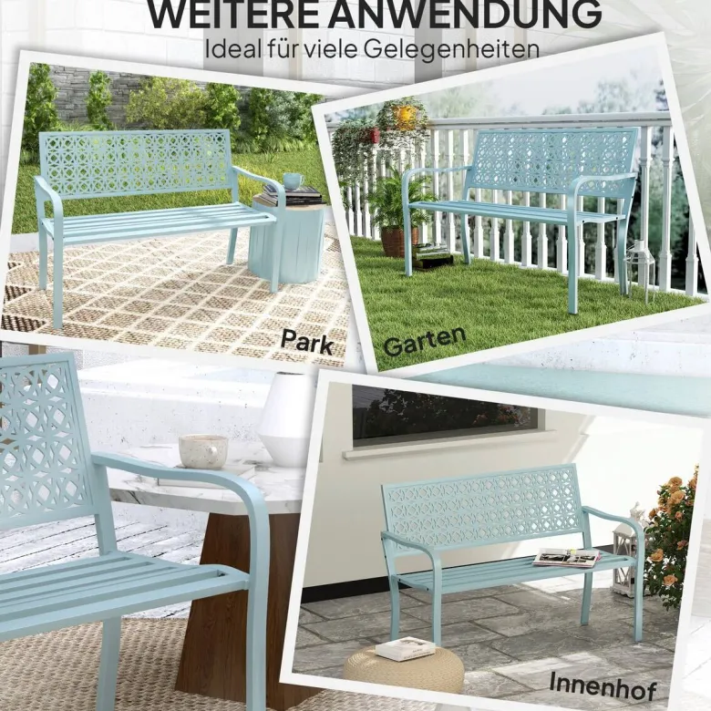 Outsunny Gartenbank blau Stahl B/H/L: ca. 63x85x127 cm