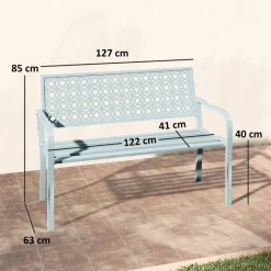 Outsunny Gartenbank blau Stahl B/H/L: ca. 63x85x127 cm
