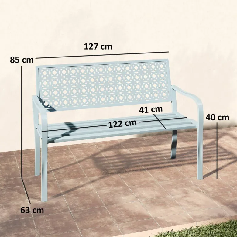 Outsunny Gartenbank blau Stahl B/H/L: ca. 63x85x127 cm