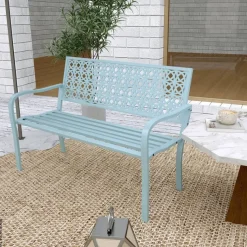 Outsunny Gartenbank blau Stahl B/H/L: ca. 63x85x127 cm