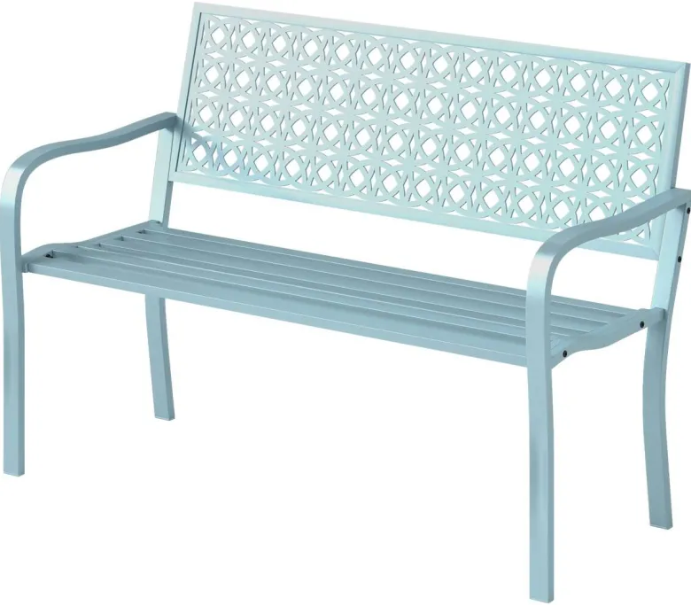 Outsunny Gartenbank blau Stahl B/H/L: ca. 63x85x127 cm