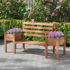 Outsunny Gartenbank braun Polypropylen B/H/L: ca. 59x184x95 cm