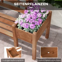 Outsunny Gartenbank braun Polypropylen B/H/L: ca. 59x184x95 cm