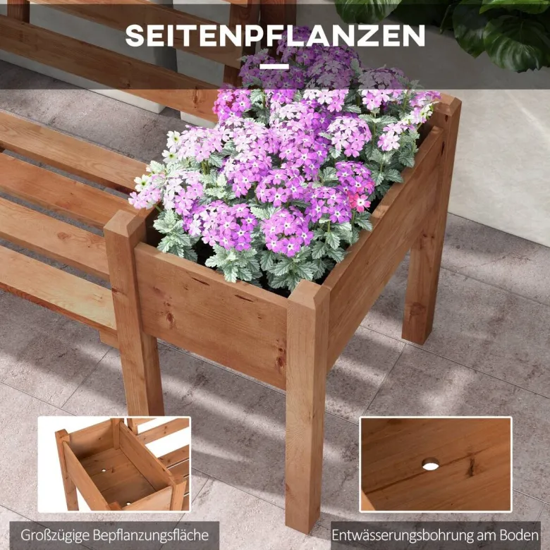 Outsunny Gartenbank braun Polypropylen B/H/L: ca. 59x184x95 cm