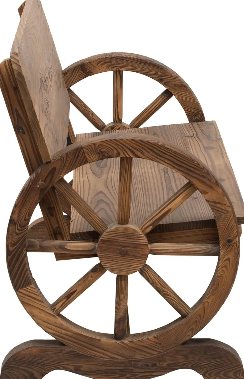 Outsunny Gartenbank dunkelbraun Holz B/H/T: ca. 114x80x58 cm