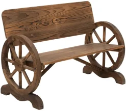 Outsunny Gartenbank dunkelbraun Holz B/H/T: ca. 114x80x58 cm