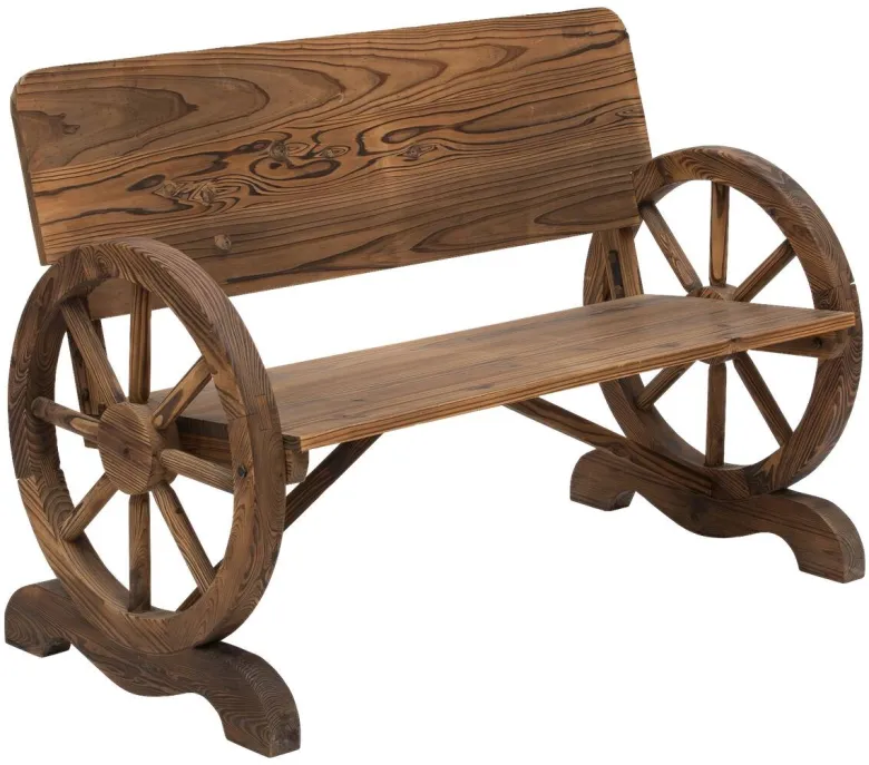 Outsunny Gartenbank dunkelbraun Holz B/H/T: ca. 114x80x58 cm
