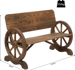 Outsunny Gartenbank dunkelbraun Holz B/H/T: ca. 114x80x58 cm