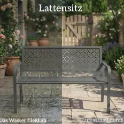 Outsunny Gartenbank dunkelgrau Stahl B/H/L: ca. 61x85x127 cm