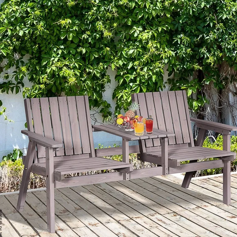 Outsunny Gartenbank grau Holz B/H/T/L: ca. 70x83x70x152 cm
