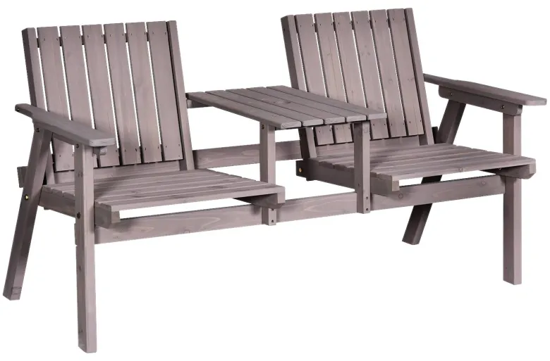 Outsunny Gartenbank grau Holz B/H/T/L: ca. 70x83x70x152 cm