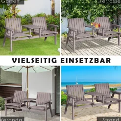 Outsunny Gartenbank grau Holz B/H/T/L: ca. 70x83x70x152 cm