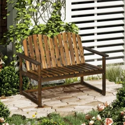 Outsunny Gartenbank grau Holz B/H/L: ca. 63x114x86 cm