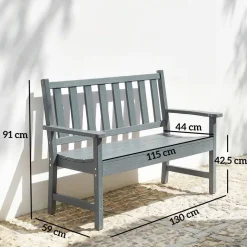 Outsunny Gartenbank grau Kunststoff B/H/L: ca. 59x91x130 cm