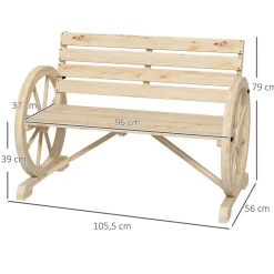 Outsunny Gartenbank natur Holz B/H/L: ca. 56x105,5x79 cm