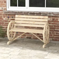 Outsunny Gartenbank natur Holz B/H/L: ca. 56x105,5x79 cm