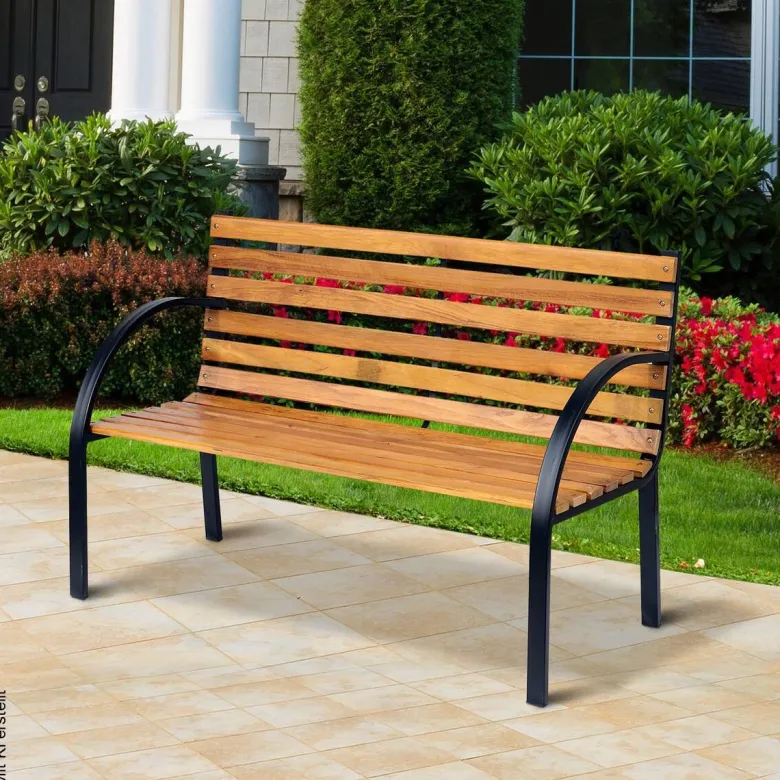 Outsunny Gartenbank natur Metall B/H/L: ca. 60x80x122 cm
