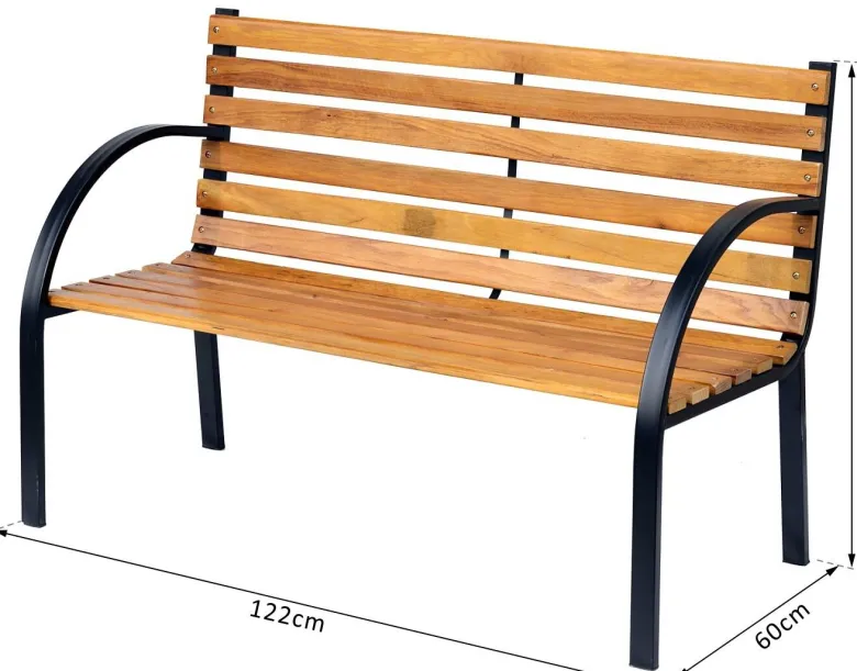 Outsunny Gartenbank natur Metall B/H/L: ca. 60x80x122 cm