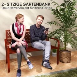 Outsunny Gartenbank rot Stahl B/H/L: ca. 63x85x127 cm