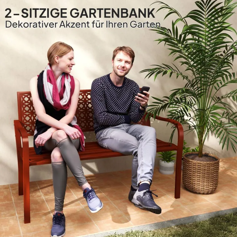 Outsunny Gartenbank rot Stahl B/H/L: ca. 63x85x127 cm