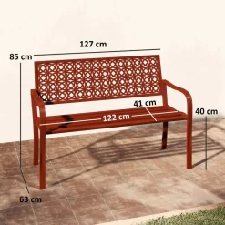Outsunny Gartenbank rot Stahl B/H/L: ca. 63x85x127 cm