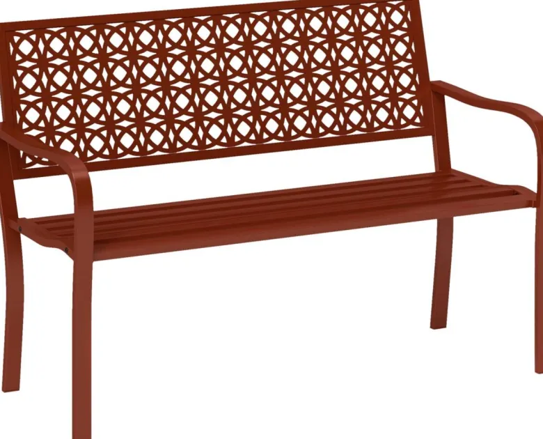 Outsunny Gartenbank rot Stahl B/H/L: ca. 63x85x127 cm