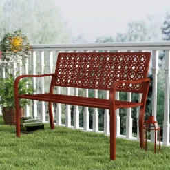 Outsunny Gartenbank rot Stahl B/H/L: ca. 63x85x127 cm