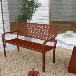 Outsunny Gartenbank rot Stahl B/H/L: ca. 63x85x127 cm