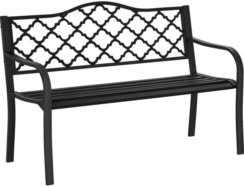 Outsunny Gartenbank schwarz Eisen B/H/L: ca. 58,5x89x128 cm