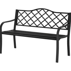 Outsunny Gartenbank schwarz Eisen B/H/L: ca. 58,5x89x128 cm