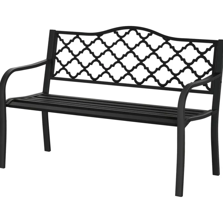 Outsunny Gartenbank schwarz Eisen B/H/L: ca. 58,5x89x128 cm